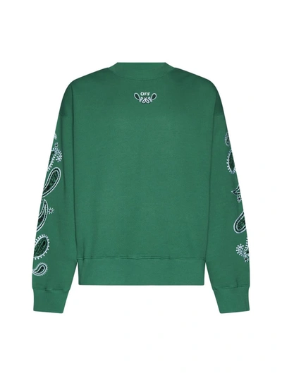 Off-white Arrow Bandana-embroidered Cotton Sweatshirt In College Green