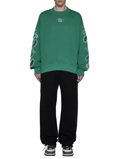 Off-white Arrow Bandana-embroidered Cotton Sweatshirt In College Green