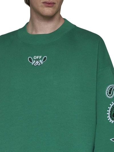 Off-white Arrow Bandana-embroidered Cotton Sweatshirt In College Green