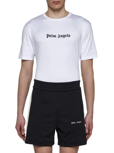 Shop Palm Angels Shorts In Black Off White