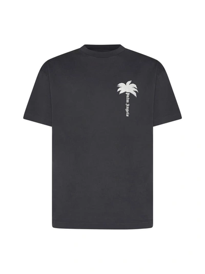 Shop Palm Angels T-shirts And Polos In Dark Grey Off White