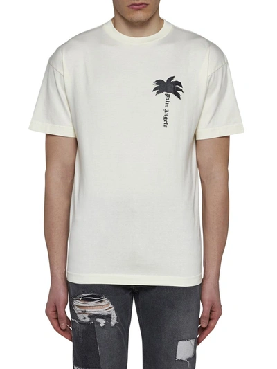 Shop Palm Angels T-shirts And Polos In Off White Black