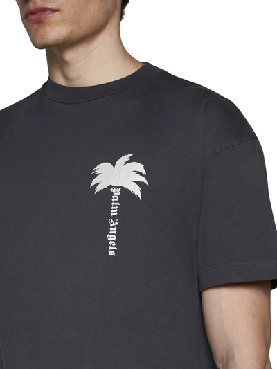 Shop Palm Angels T-shirts And Polos In Dark Grey Off White