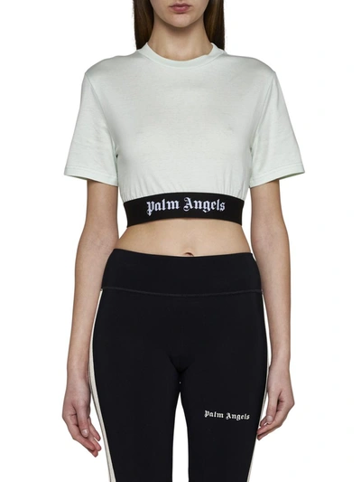 Shop Palm Angels T-shirts And Polos In Mint Black