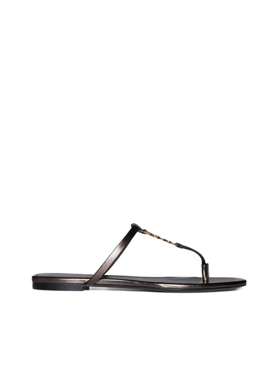 Shop Saint Laurent Sandals In Metal Brown