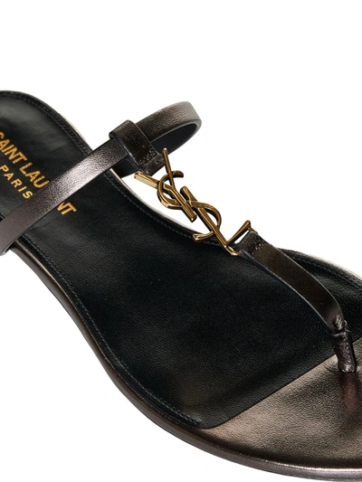 Shop Saint Laurent Sandals In Metal Brown