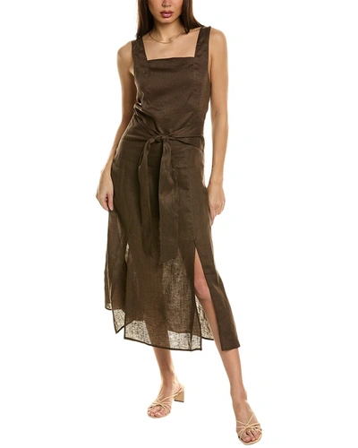 Shop Equipment Ginette Linen Midi Dress In Brown