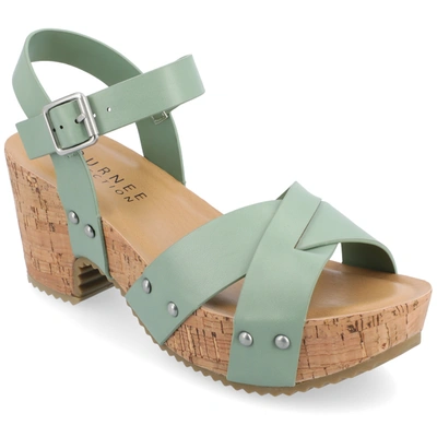 Journee Collection Platform Sandal In Green