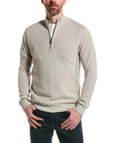 Shop Raffi Vanise Rib 1/4-zip Mock Neck Sweater In Grey