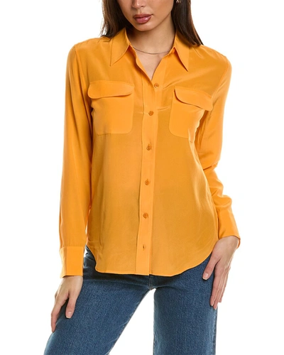 Shop Equipment Slim Signature Silk Shirt In Yellow