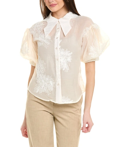 Shop Gracia Embroidered Shirt In White