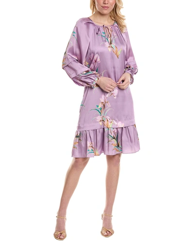 Shop Kobi Halperin Trace Printed Peasant Dress In Purple