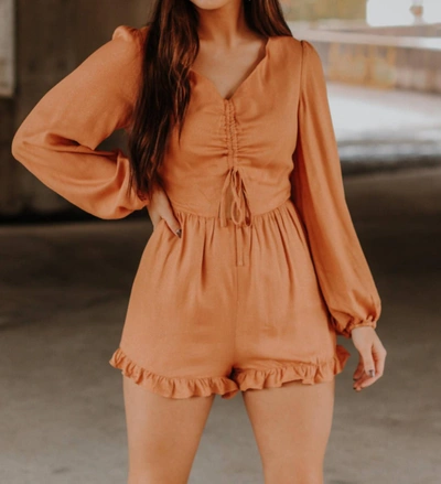 Shop Le Lis Touch Of Sparkle Romper In Orange In Pink