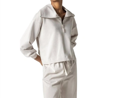 Shop Lilla P Full Sleeve Half Zip Jacket In Alabaster In Grey