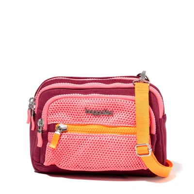 Shop Baggallini Women's Triple Zip Bagg Small Crossbody Bag In Pink