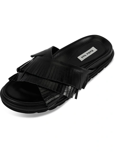 Shop Reike Nen Rn3sho28 Womens Leather Slip On Flatform Sandals In Black