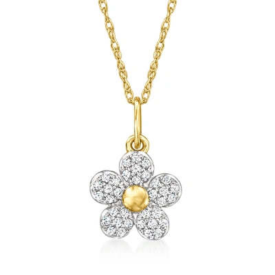 Rs Pure By Ross-simons Diamond Flower Pendant Necklace In 14kt Yellow Gold In Multi