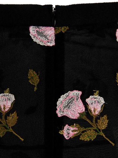 Shop Giambattista Valli Embroidered Long Tulle Skirt In Black