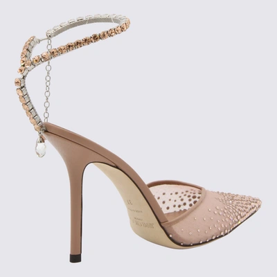 Shop Jimmy Choo Ballet Pink And Crystal Leather Saeda Pumps In 0c5472