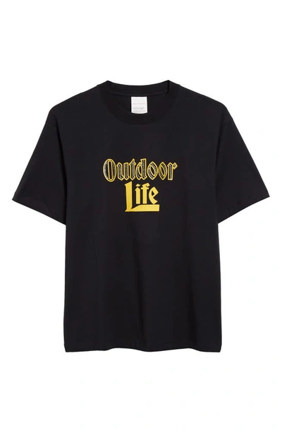 Shop Stockholm Surfboard Club Outdoor Life Organic Cotton T-shirt In Black