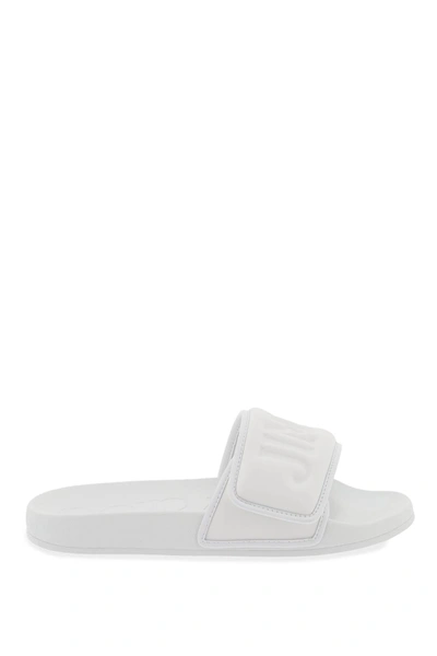 Shop Jimmy Choo Fitz Slides With Lycra Logoed Bang In White