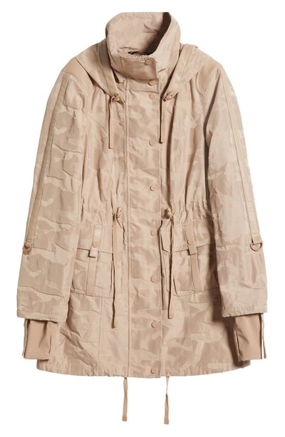 Shop Blanc Noir Hooded Water Resistant Anorak In Warm Taupe Camo