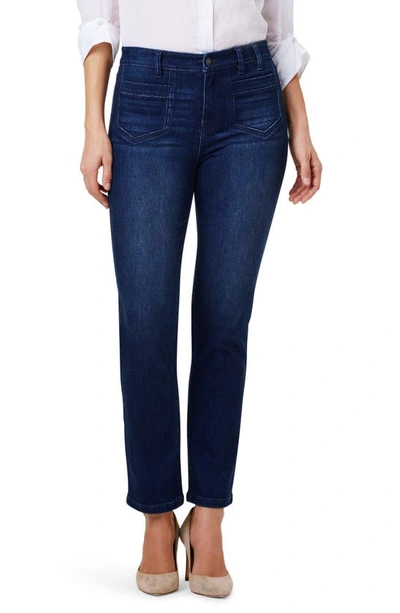 Shop Nic + Zoe Nic+zoe Patch Pocket Straight Leg Jeans In Twilight