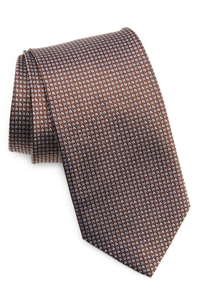 Shop David Donahue Neat Silk Tie In Chocolate