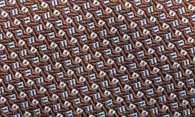 Shop David Donahue Neat Silk Tie In Chocolate