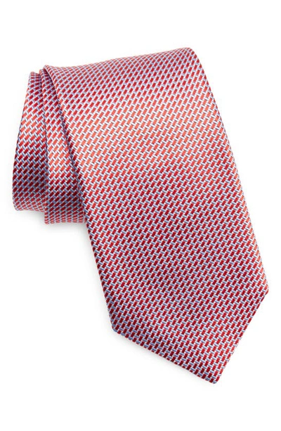 Shop David Donahue Neat Silk Tie In Red