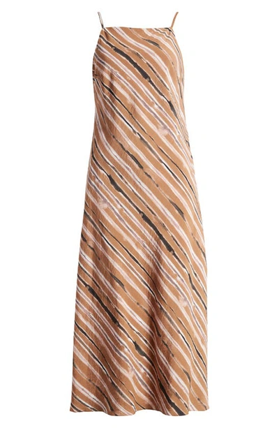 Shop French Connection Gaia Flavia Textured Stripe Sundress In Mocha Mous