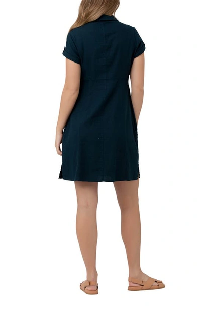 Ripe Maternity Maternity Colette Short Sleeve Tie Up Linen Dress In Biro
