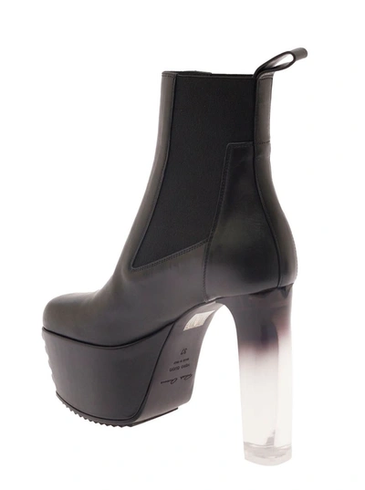 Shop Rick Owens 'minimal Grill Beatle' Black Boots With Trasparent Block Heel And Chunky Platform In Leather Woman