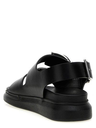 Shop Alexander Mcqueen Buckle Leather Sandals In Black
