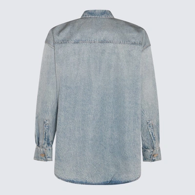 Shop Alexander Wang Light Blue Denim Shirt Jacket In Vintage Faded Indigo