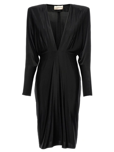 Shop Alexandre Vauthier V-neck Jersey Dress In Black