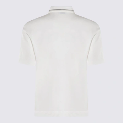 Shop Brunello Cucinelli White Cotton Polo Shirt In Pale Green