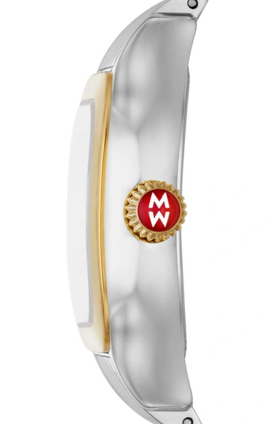 Shop Michele Meggie Diamond Two-tone Bracelet Watch, 29mm In Silver/ Gold/ Rose Gold