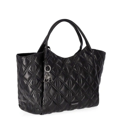 Shop Ea7 Emporio Armani  Black Quilted Shopping Bag
