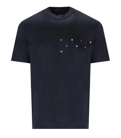 Shop Ea7 Emporio Armani  Navy Blue T-shirt With Logo