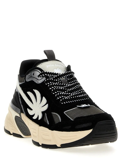 Shop Palm Angels 'the Palm Runner' Sneakers In White/black