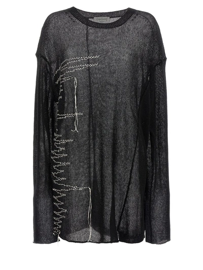 Shop Yohji Yamamoto Contrast Embroidery Sweater In Black