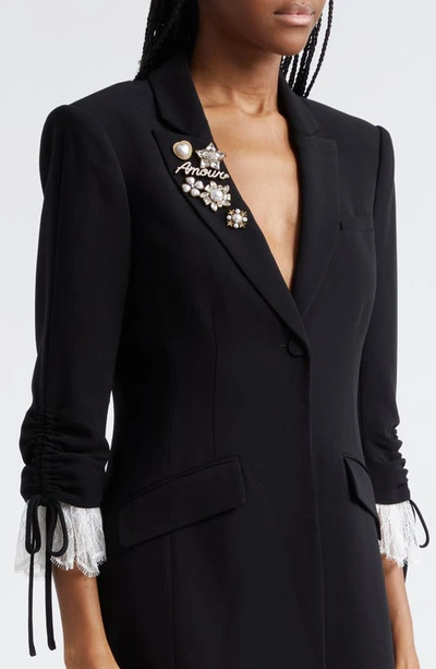 Shop Cinq À Sept Roxie Embellished Blazer Dress In Black/ Ivory