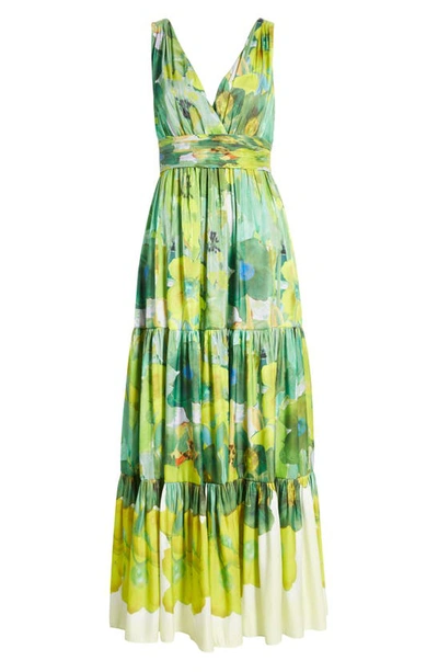 Shop Kobi Halperin Gail Tiered Maxi Dress In Olive Multi