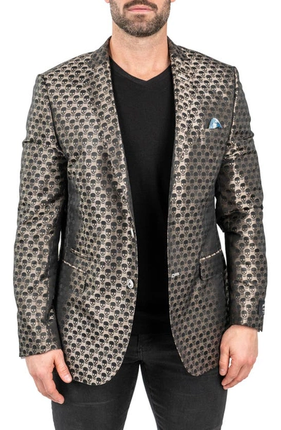 Shop Maceoo Skullrepeat Brown Jacquard Blazer