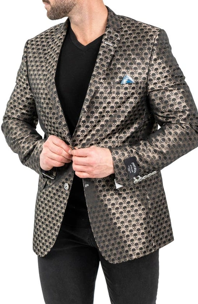 Shop Maceoo Skullrepeat Brown Jacquard Blazer