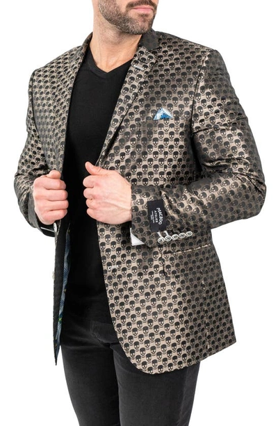 Shop Maceoo Skullrepeat Brown Jacquard Blazer