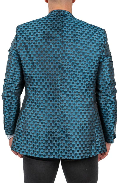 Shop Maceoo Skullrepeat Blue Jacquard Blazer