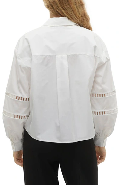 Shop Vero Moda Eya Ladder Stitch Button-up Shirt In Snow White
