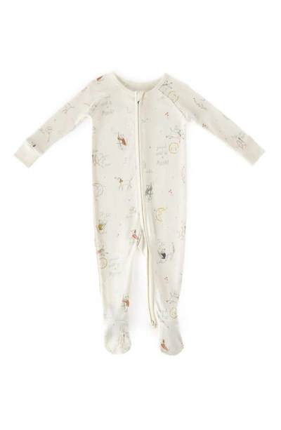 Shop Pehr Fitted Organic Cotton One-piece Footie Pajamas In Beige